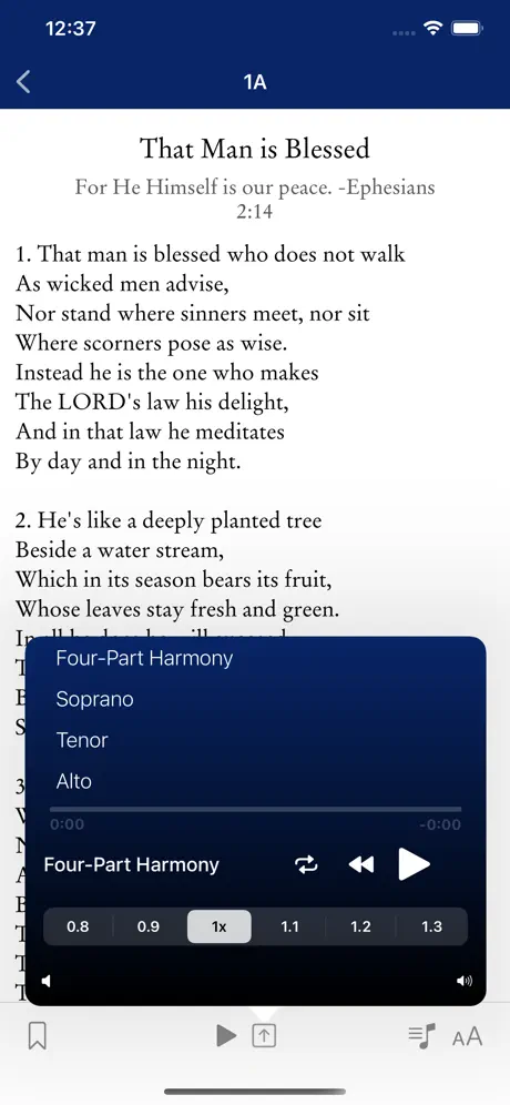 The Book of Psalms for Worship App screenshot